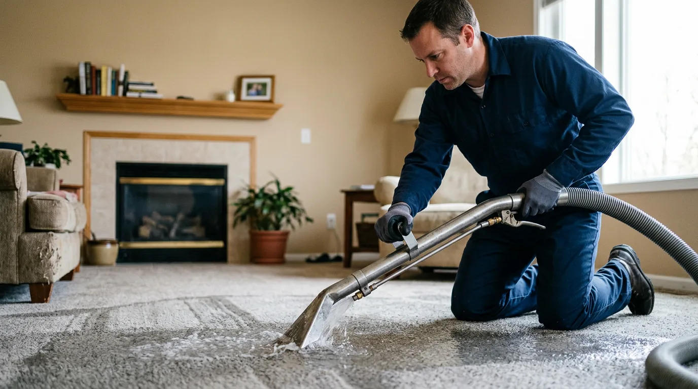 Water damage restoration technician working near Laona, WI
